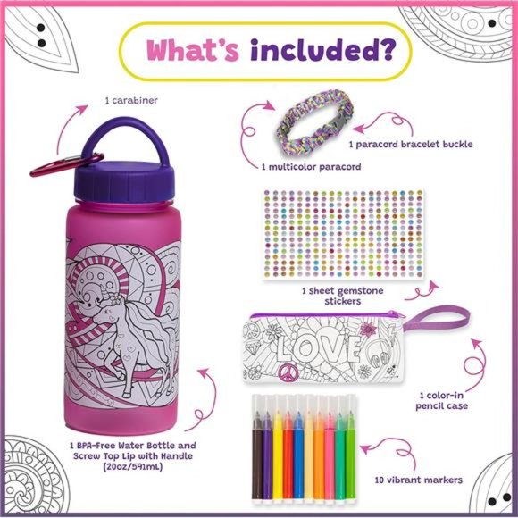 Color Your Own Water Bottle for Girls Crafts -Great Birthday Gifts for 6Year Old - Picture 2 of 6